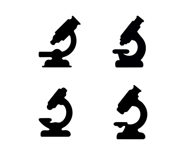 Vector de conjunto de íconos de microscopio sobre fondo blanco