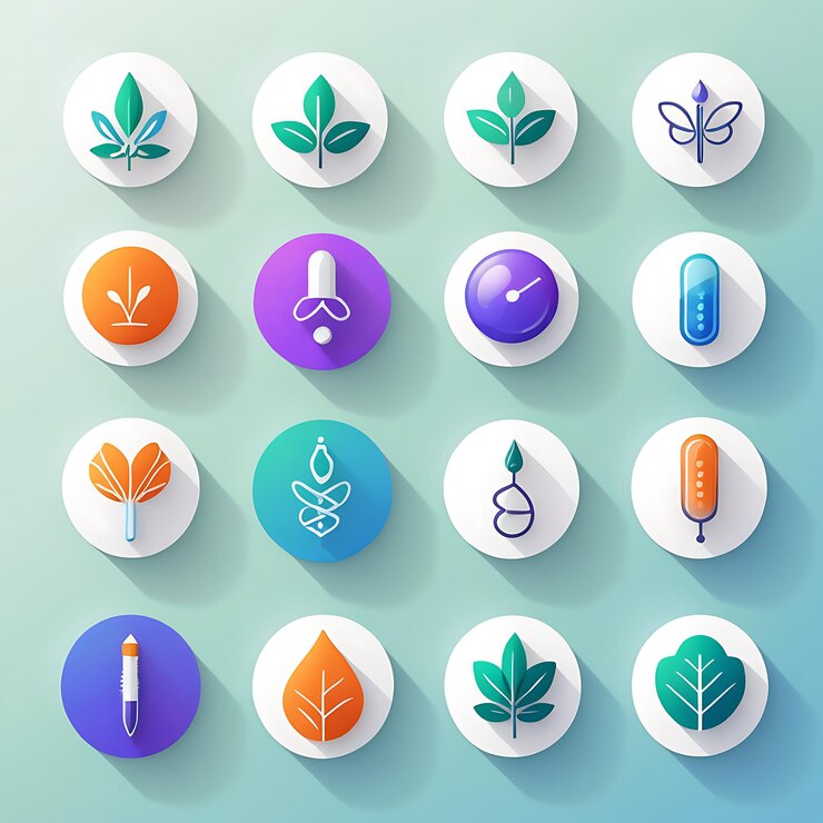 Vector de conjunto de iconos orgánicos médicos y sanitarios
