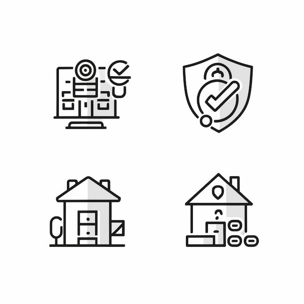 Vector de conjunto de iconos de seguridad del hogar