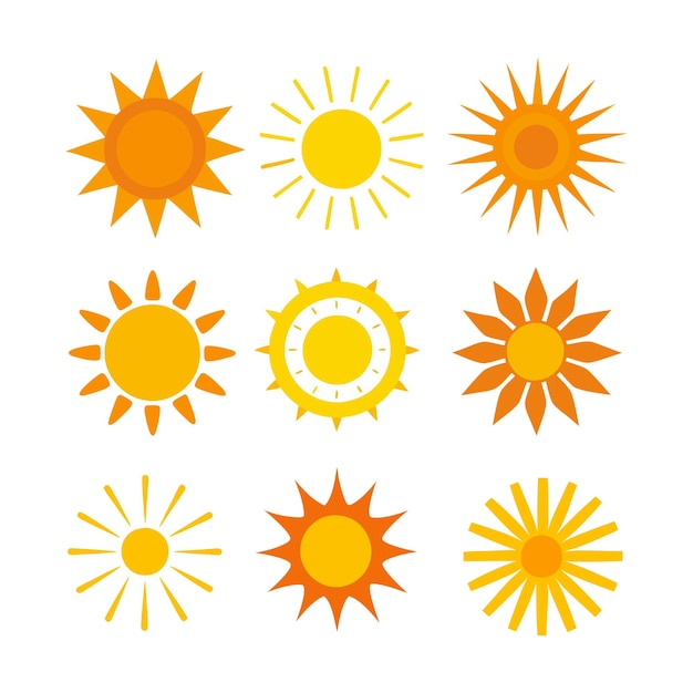 Vector conjunto de iconos de sol