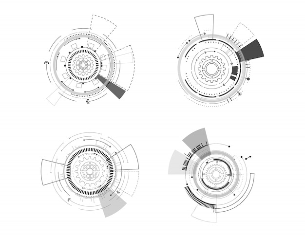 Vector vector conjunto de iconos tecnología círculo diseño