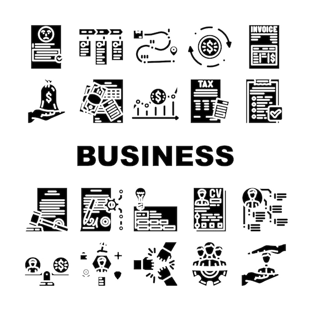 Vector de conjunto de iconos de tecnología de procesos de negocio