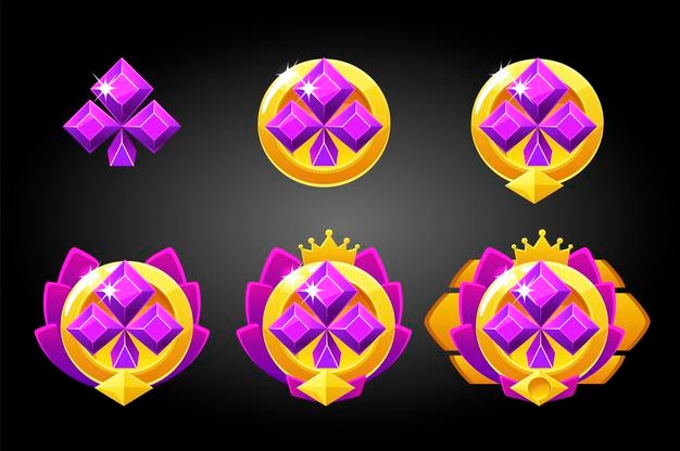 Vector conjunto de juegos de cartas de premios de símbolo de clubes. Clasificación en el juego de póquer, recompensa por ganar.