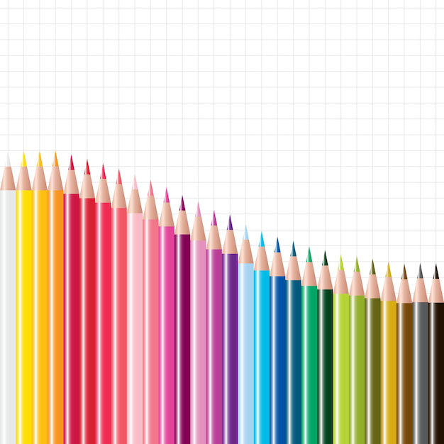 Conjunto de lápices de colores planos lápices de colores de madera de  dibujos animados, Vector Premium