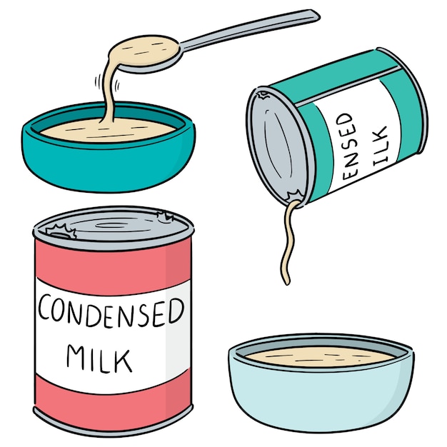 Vector conjunto de leche condensada