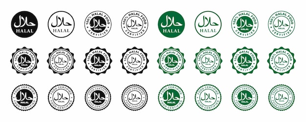 Vector de conjunto de logotipo halal