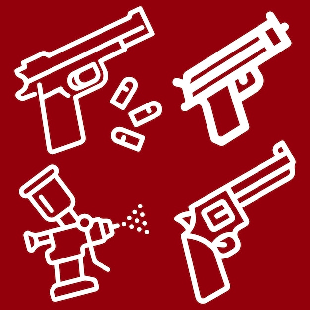 Vector de conjunto de logotipos o iconos de armas