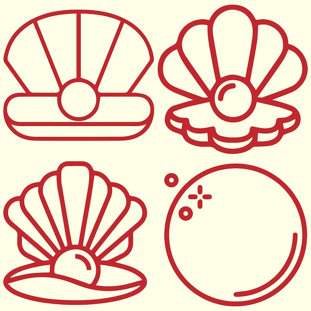 Vector de conjunto de logotipos o iconos sin cuello de concha de perlas