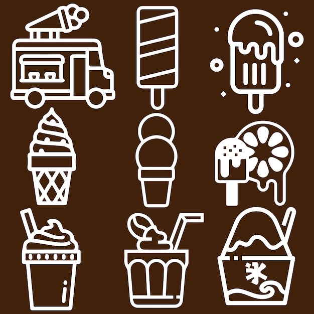 Vector de conjunto de logotipos o iconos de helados deliciosos