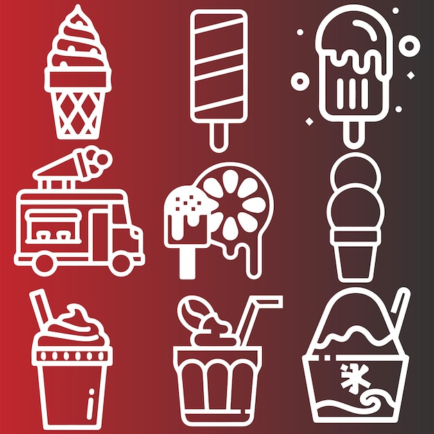 Vector de conjunto de logotipos o iconos de helados deliciosos