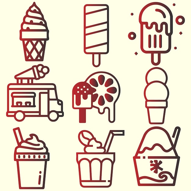 Vector de conjunto de logotipos o iconos de helados deliciosos