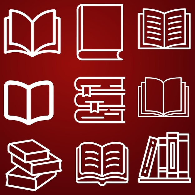 Vector vector de conjunto de logotipos o iconos de libros