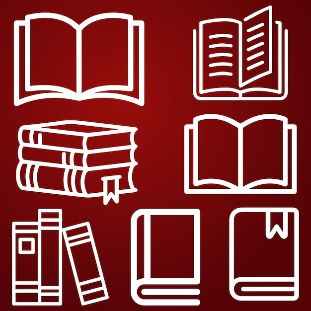 Vector vector de conjunto de logotipos o iconos de libros