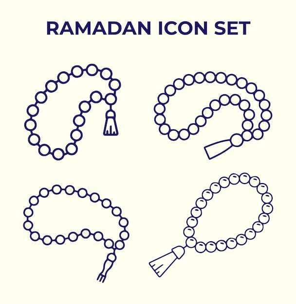 Vector vector de conjunto de logotipos o iconos de ramadan tasbih