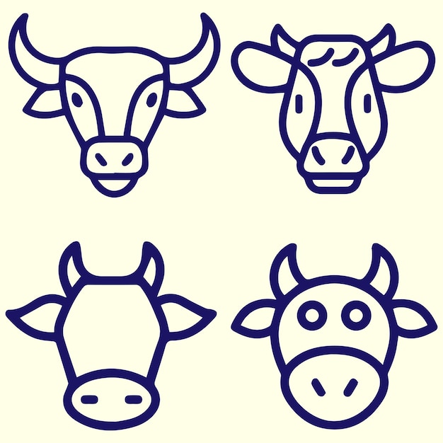Vector del conjunto de logotipos o iconos de vacas