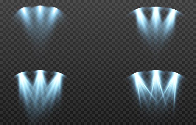 Vector conjunto de luz Fuente de luz estudio iluminación paredes png Luz azul Iluminación puntual
