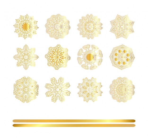 Vector conjunto de mandala de oro