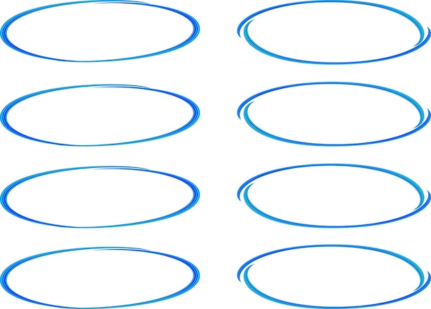 Vector de conjunto de marcos de dibujo de elipse abstracta azul brillante