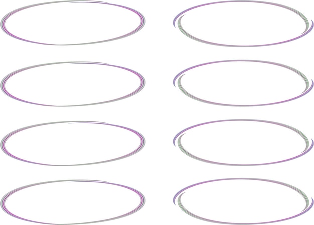 Vector de conjunto de marcos de dibujo de elipse abstracto verde púrpura