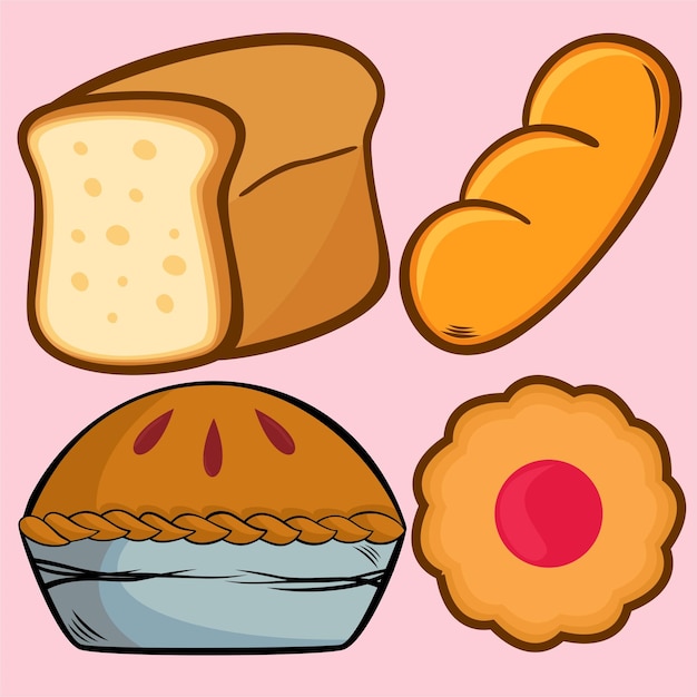 El vector de conjunto de pan en el vector de stock rosado