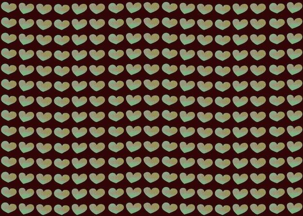 Vector de conjunto de papel de embalaje con corazones de colores verdes sin costuras