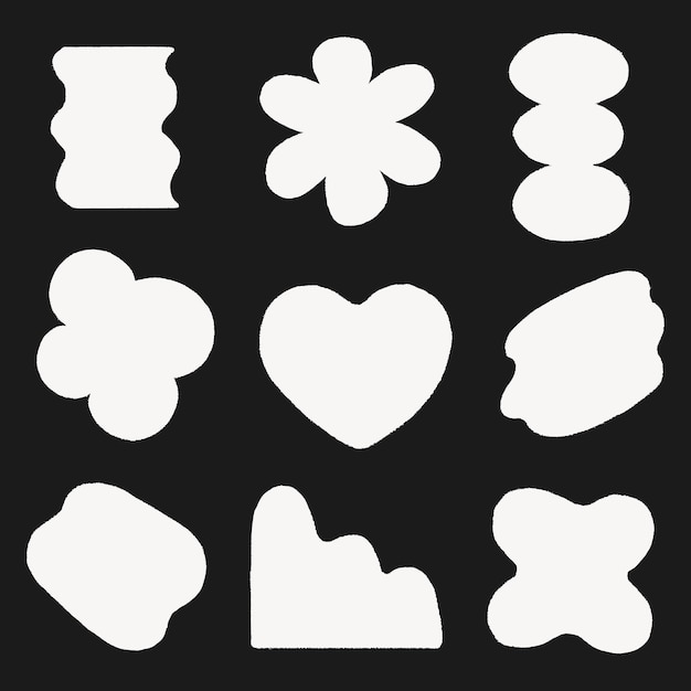 Vector de conjunto de pegatinas de elemento de collage blanco en forma de mancha