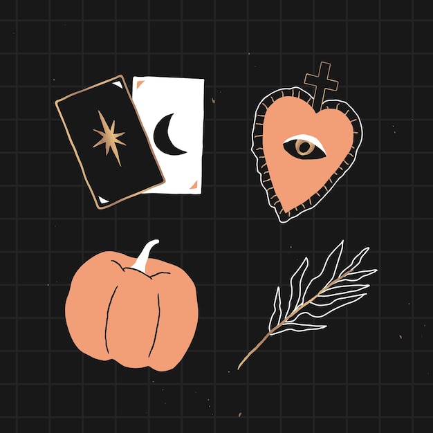 Vector de conjunto de pegatinas de halloween de brujería oculta