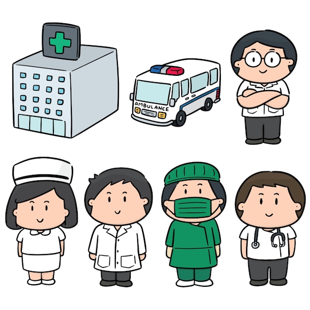 vector conjunto de personal hospitalario y médico