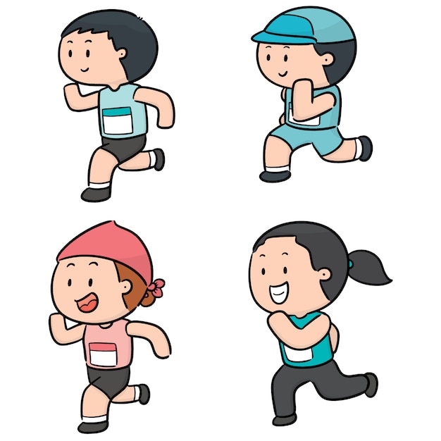 Vector conjunto de personas corriendo