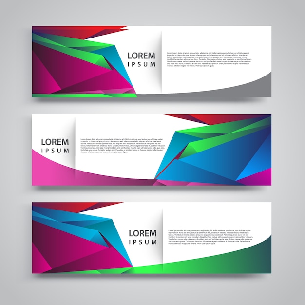 Vector conjunto plantilla de web de banner de diseño geométrico abstracto.