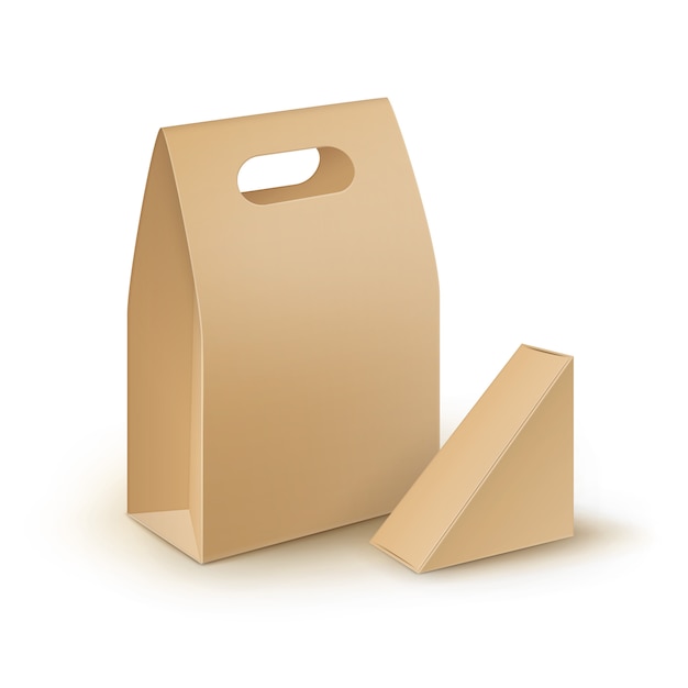 Vector conjunto de rectángulo de cartón en blanco marrón