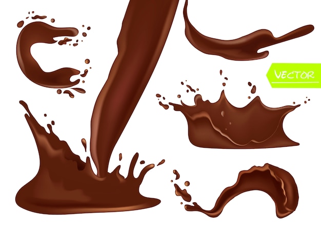 Vector vector conjunto de salpicaduras de chocolate.