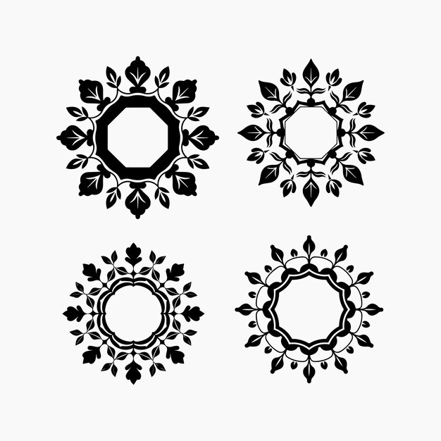 Vector de conjunto de silueta de mandala tradicional