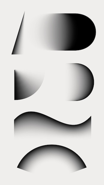 Vector de conjunto de siluetas de jarrón de gradiente monocromático abstracto