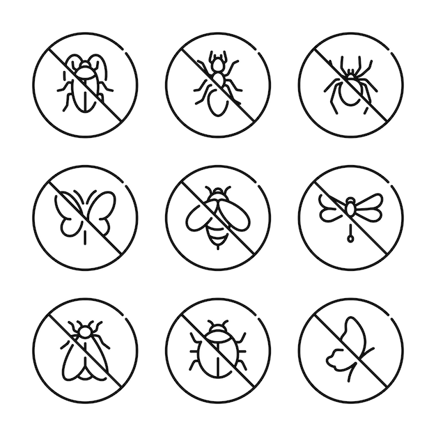 Vector de conjunto de símbolos de insectos de prohibición