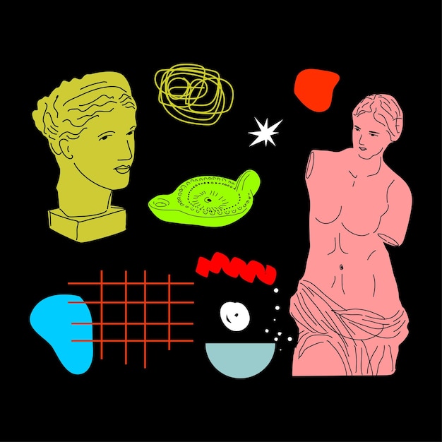 vector, conjunto, streetwear griego