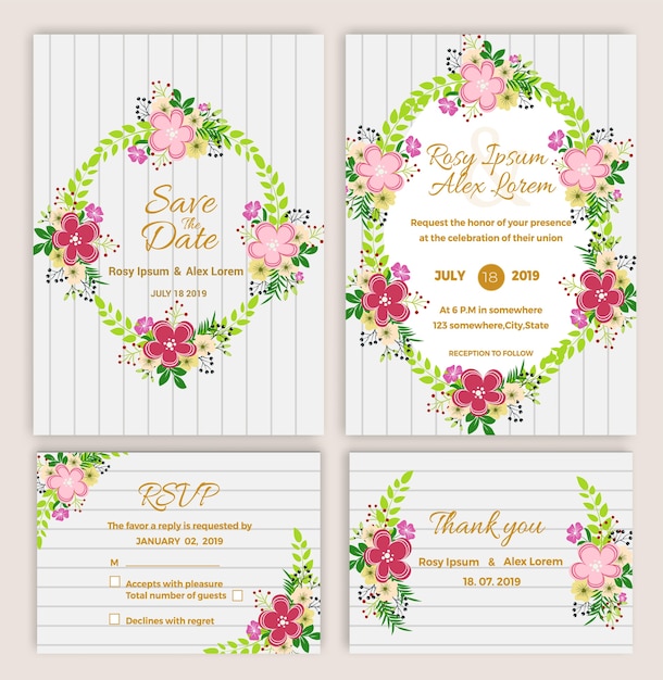 Vector conjunto de tarjetas de invitación