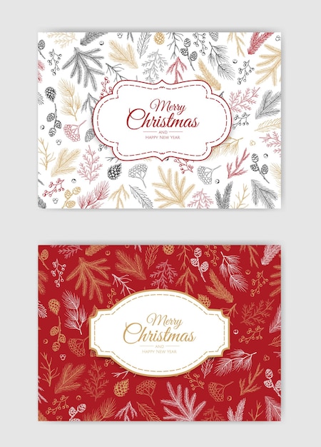 Vector conjunto de tarjetas de Navidad.