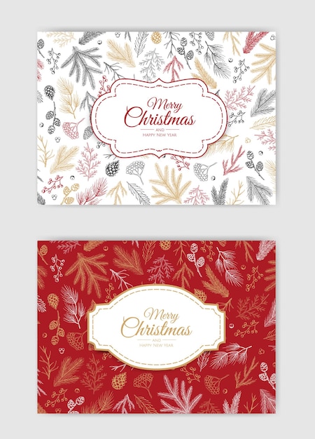 Vector conjunto de tarjetas de navidad.