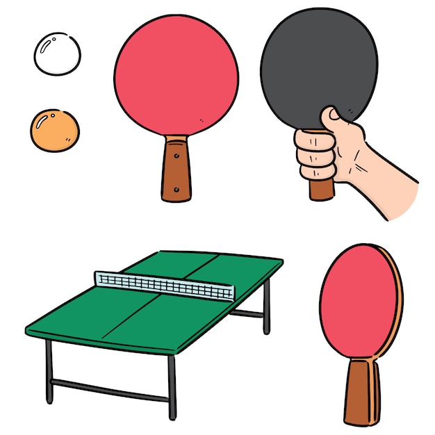 Vector conjunto de tenis de mesa