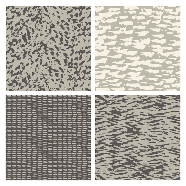 Vector conjunto de texturas sin fisuras abstractas dibujadas a mano Fondo grunge