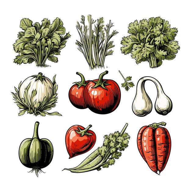 vector de conjunto de vegetales de cosecha