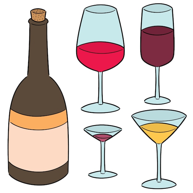 Vector conjunto de vino