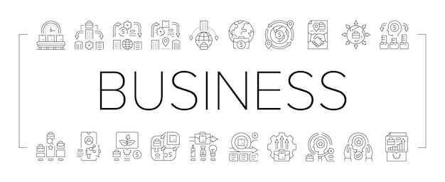 Vector de conjuntos de iconos de estrategia de negocios modernos