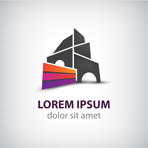 Vector de construcción de edificios creativos, logotipo de la casa de cinta para su empresa aislada
