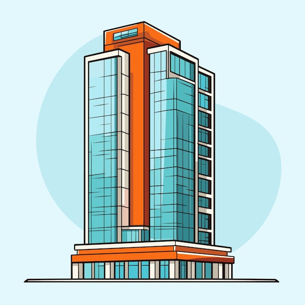 Vector de construcción de rascacielos modernos de dibujos animados