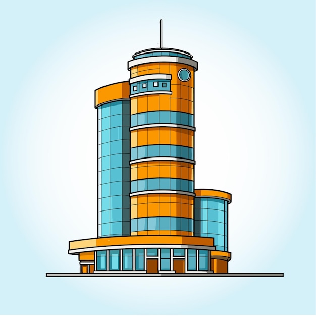 Vector de construcción de rascacielos modernos de dibujos animados