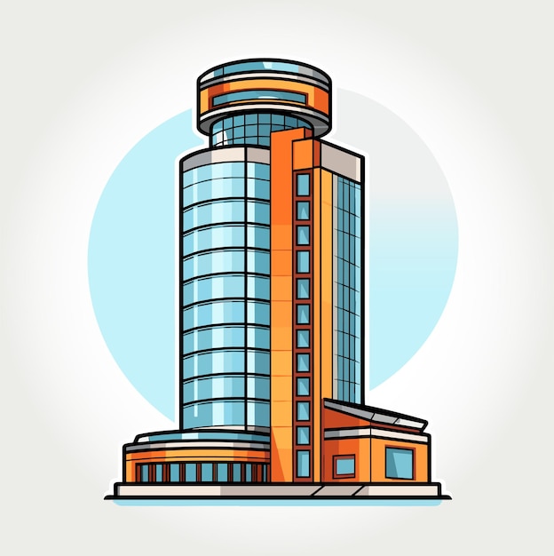 Vector de construcción de rascacielos modernos de dibujos animados