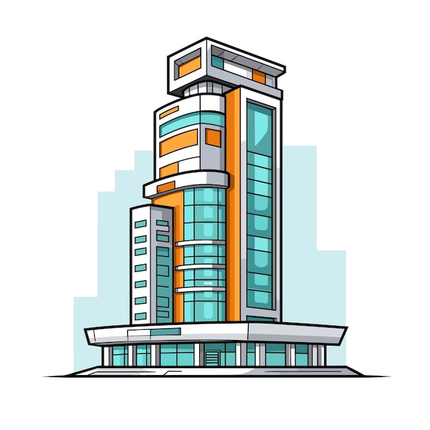 Vector de construcción de rascacielos modernos de dibujos animados