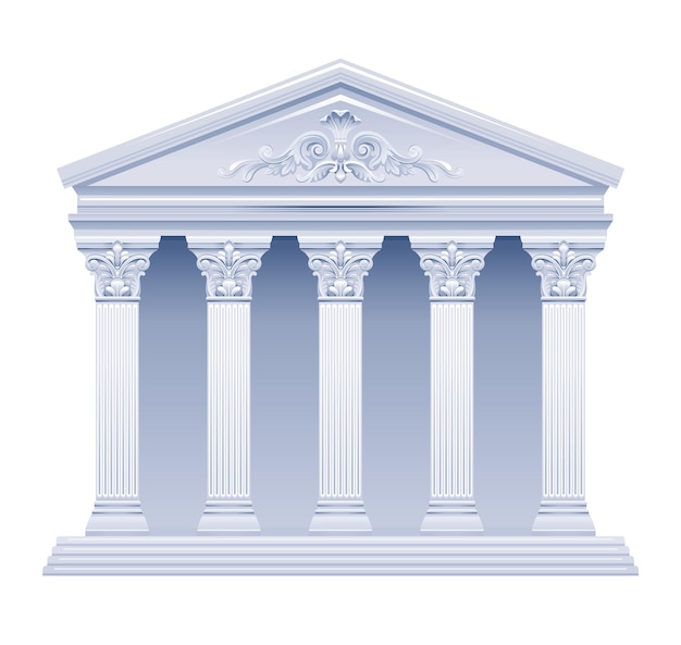 Vector vector de construcción de templo griego arquitectura de pilar romano griego ilustración de columna antigua